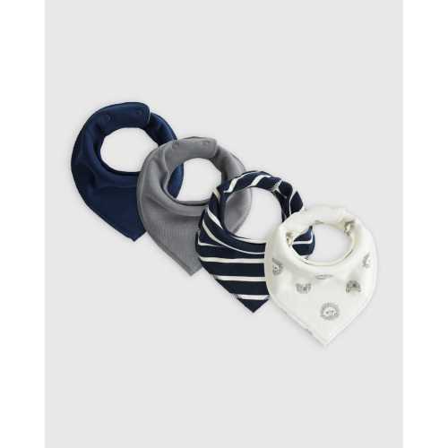 Organic Cotton Bandana Bibs 4-Pack in Lions & Bears