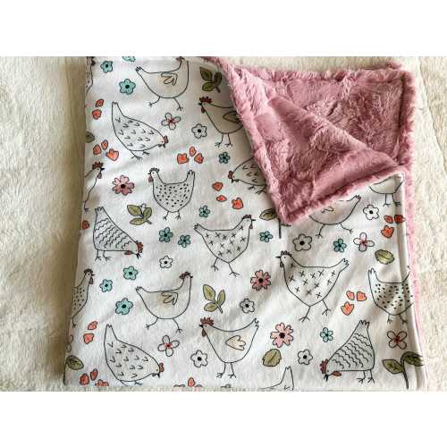 LOVEY, QUICK SHIP, Floral Chicken Farm Baby Crib Blanket, First Birthday Gift, Newborn Girl Gift, Meadow Lovie, Easter Kid Gift, Comfort