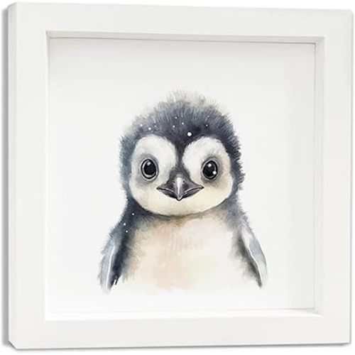 QXBIVNCP Baby Penguin Nursery Wall Art Decor, Penguin Gifts for Women Kids, Baby Room Decor, Cute Animal Pictures Wall Decor for Kids Baby Boys Girls Room Nursery Bedroom Home, Penguins Bathroom Decor