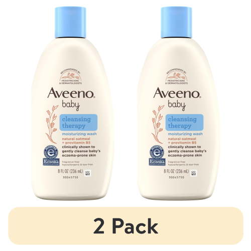 (2 pack) Aveeno Infant Baby Cleansing Therapy Moisturizing Bath Body Wash, Oatmeal, 8 fl oz