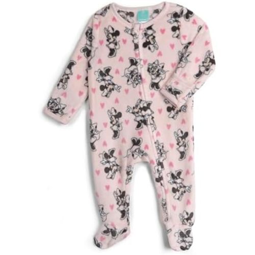 Disney Minnie Mouse Girls' Plush Fleece Footed Sleep and Play Coverall Newborn to Infant