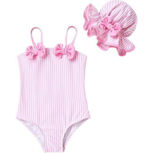 YOUNGER TREE Toddler Baby Girl Swimsuit Infant One Piece Bathing Suits with Hat Newborn Summer Beach Swimwear