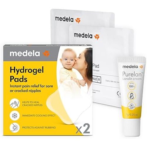 Medela Sore Nipple Rescue Kit for New Moms, Purelan Lanolin Nipple Cream, Fast Relief of Sore, Cracked Nipples & Dry Skin, Hydrogel Pads for Instant Cooling Relief During Breastfeeding & Pumping
