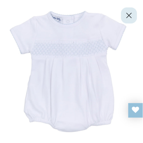 Essentials Solid Smocked Bubble - White Blue – Magnolia Baby