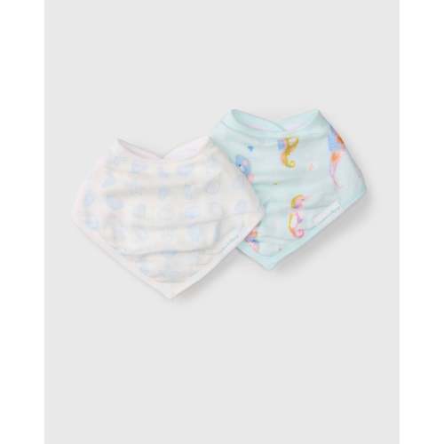 Bandana Bib Set - 2 Pack - Painterly Seahorses