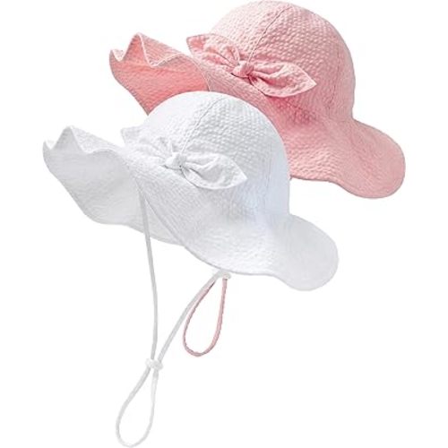 HONGTEYA Baby Sun Hat Toddler Girl Hats Infant Toddler Summer Bucket Beach Hat Wide Brim Sun Protection