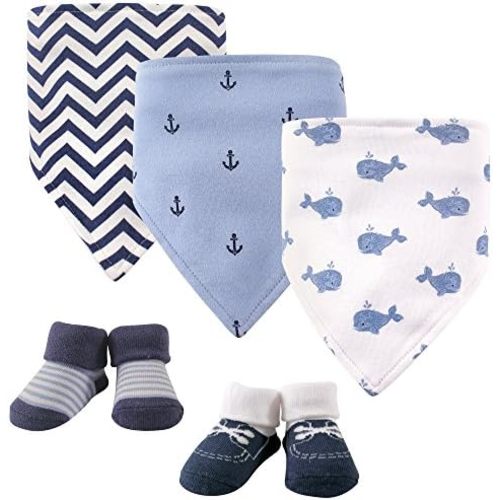 Hudson Baby Unisex BabyCotton Bib and Sock Set