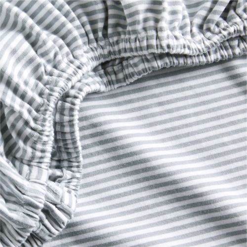 Comfy Tee Whisper Stripe Blue 100% Organic Cotton Jersey Baby Crib Fitted Sheet