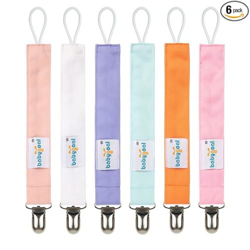 Baby Girl Pacifier Clips, 6 Pack Solid Color Pacifier Holder Clips for Boys and Girls Fits for Most Pacifier Styles and Binkies