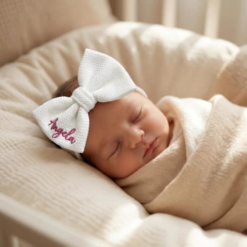 Personalized Baby Headband, Custom Newborn Girl Gift, Baby Shower Gift, Waffle-Knit Fabric Headband, Baby Girl Outfit
