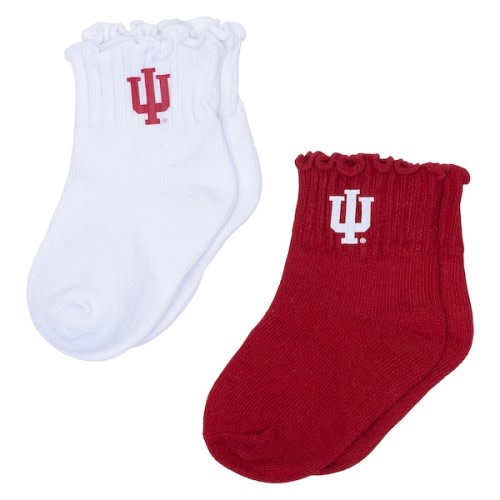 Indiana Hoosiers ZooZatz Infant Two-Pack Lettuce Hem Socks - Crimson/White