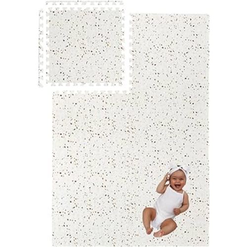 Clay Terrazzo Play Mat for Babies, Children and Toddlers, 4x6 Feet, Interlocking Foam Tiles, Soft Non-Toxic Foam
