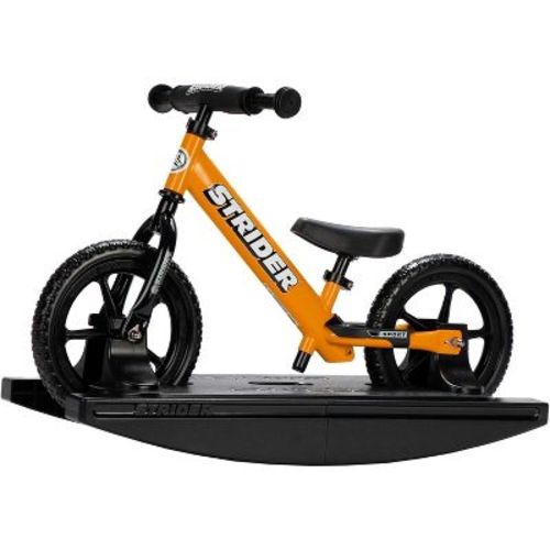 Strider 12” Sport Bike + Rocking Base - Helps Teach Baby How to Ride a Balance Bicycle - for Kids 6 Months to 4 Years - Easy Assembly & Adjustments