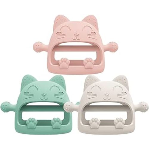 3 Pack Silicone Baby Teether Toys for 0-6 Months - Never Drop Chew Toys for Teething Relief, Pacifiers - Ideal Baby Shower Gifts