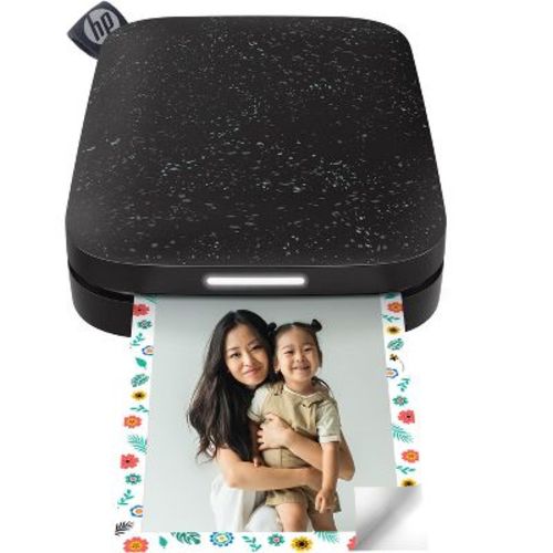 HP Sprocket Portable 2x3" Instant Photo Printer (Black Noir) Print Pictures on Zink Sticky-Backed Paper from your iOS & Android Device.