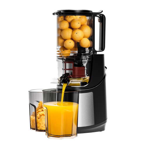 SIMZLIFE Cold Press Juicer, 5.1" Whole Feed Chute Masticating Juicer Machine, 150W 55 RPM Slow Juice Extractor with 99% High Yield & Double-Layer Filter, Easy to Clean, BPA-Free