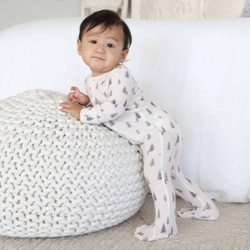 Evergreen Bamboo Waffle Zipper Footie