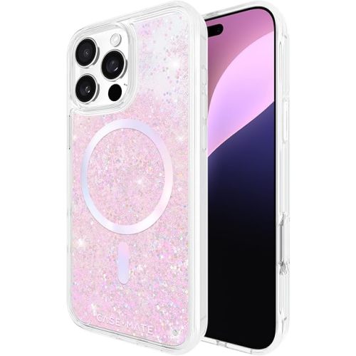 Case-Mate Soap Bubble iPhone 16 Pro Max Case [Compatible with MagSafe] - Liquid Glitter Phone Case with 12ft Drop Protection - Premium Magnetic Cover for iPhone 16 Pro Max - Iridescent Waterfall