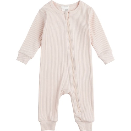 Baby Organic Cotton & Modal Rib Fitted Pajama Romper, 0-3M, Pink Light