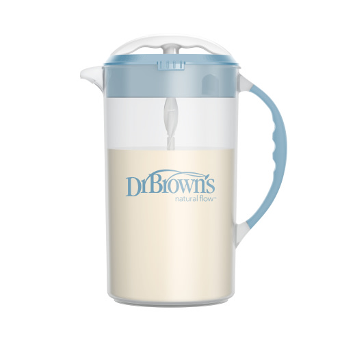 Dr. Brown's Baby Formula Mixing Pitcher with Adjustable Stopper, Locking Lid, & No Drip Spout, 32oz, BPA Free, Blue