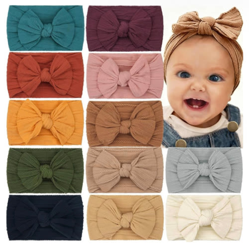 CÉLLOT Super Stretchy Soft Knot Headbands with Hair Bows Head Wrap Hair Accessories For Newborn Baby Girls Infant Toddlers Kids