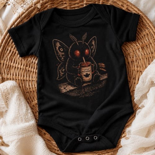 Mothman Baby Bodysuit, Cryptid Horror Onesie