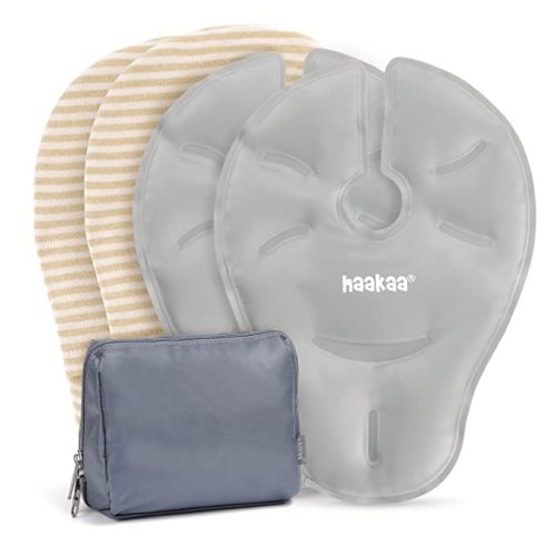 haakaa Hot & Cold Reusable Breast Therapy Pads-2pk (SUVA Grey) Nursing Pads for Breastfeeding, Improve Milk Flow, Relieve Engorgement, Mastitis & Plugged Ducts