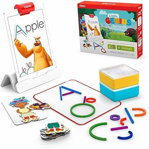 Osmo - Little Genius Starter Kit for iPad - 4 Hands-On Learning Games - Ages 3-5 - Problem Solving, Phonics & Creativity (Osmo iPad Base Included), Multicolor
