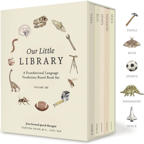 Our Little Library Vol. 3: Dinosaurs, Space, Tools, Bugs, and Sports Board Book Set for Boys & Girls (Tabitha Paige Children's Book Series)