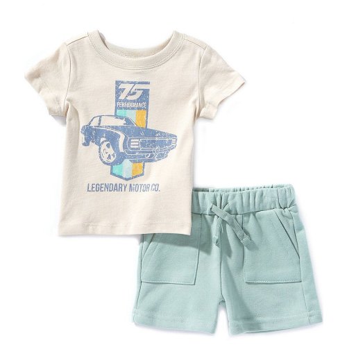 Scene&Heard Baby Boys Short Sleeve Moto Cruiser T-shirt & Drawstring Shorts Set