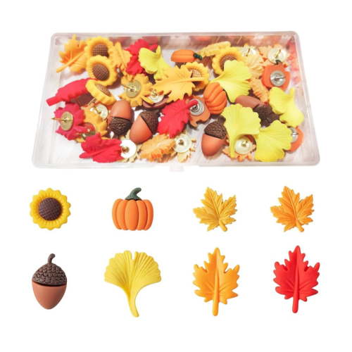 40Pcs Leaf Flower Push Pins Decorative Thumbtacks Cork Notice Board Thumb Tacks for Cork Board Bulletin Board