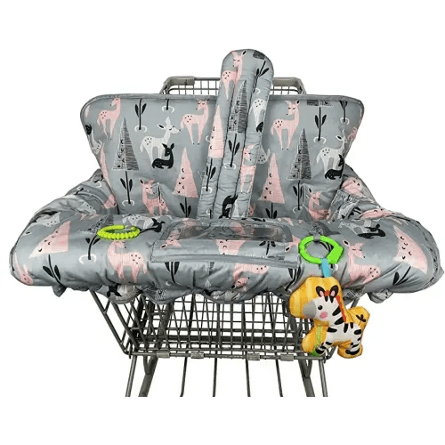 ICOPUCA Shopping Cart Cover, 2-in-1 cart Cover for Babies N high Chair Cover, Padded Grocery cart Cover for Baby boy Girl,with Split/Padded/Reversible seat Cushion, Deer