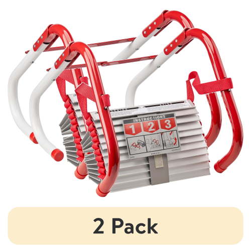 (2 pack) Kidde 2-Story Fire Escape Ladder with Steel Anti-Slip Rungs