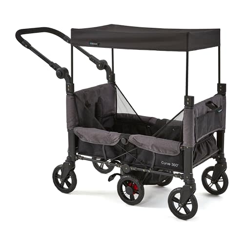 Contours Curve 360 Stroller Wagon for Infants and Toddlers, Compact Fold, Fits Infant Car Seats, Most Maneuverable Zero-Turn Radius, Sun Canopy, Lightweight Travel Wagon, Adjustable Seat & Handle