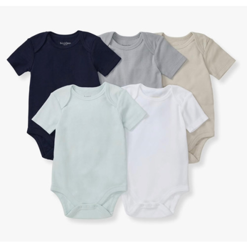 Burt's Bees Baby Bodysuits, Short Sleeve and Long Sleeve One-Pieces, 100% Organic Cotton, Pack of 5