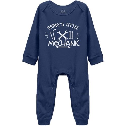 Daddy's Little Mechanic Cute Baby Bodysuit Cozy Long Sleeve bodysuit Romper Unisex