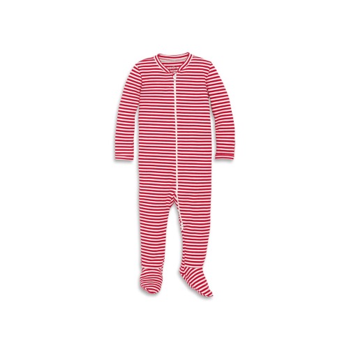 Baby GOTS Certified Organic Zip Footie In Cherry Stripe