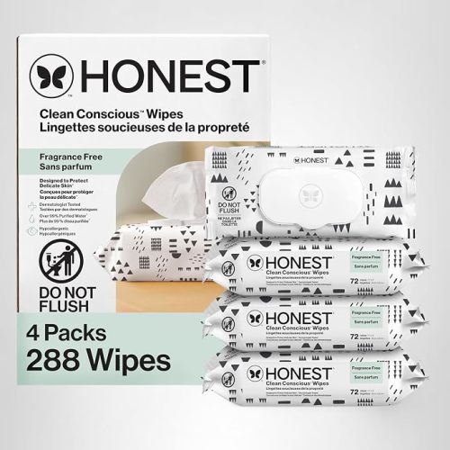 The Honest Company Baby Wipes for Sensitive Skin, Hypoallergenic, Fragrance-Free, Multi-Use, Pattern Play Design, 720 Count (10 Packs of 72)
