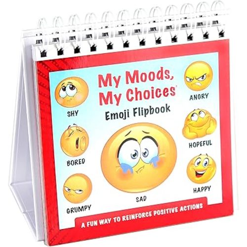 The Original Mood Flipbook for Kids; 20 Different Moods/Emotions; Autism; ADHD; Help Kids Identify Feelings and Make Positive Choices; Laminated Pages (Emoji Flipbook)