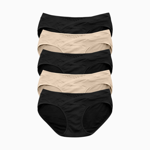 Kindred Bravely Under-the-Bump Maternity Bikini Underwear (5-Pack) - Neutrals, Large