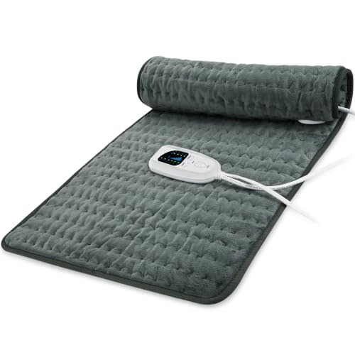 33"X17" Electric Heating pad with 6 Heat Settings, Auto Shut Off, Dry Electric Heating for Back Neck Knee Arms Legs Shoulder Heat Pads for Christmas Birthday Father's Day Mother's Day (Dark Gray)