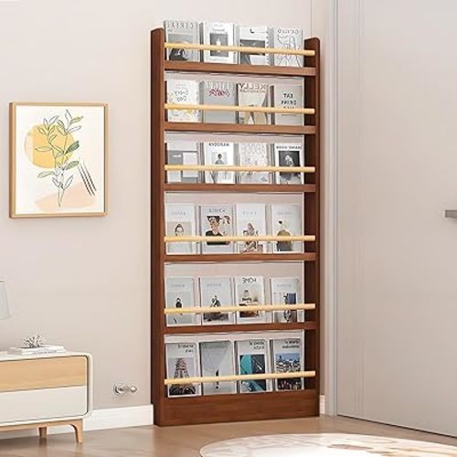 Book Shelf, Behind The Door Bookshelf, Wooden Kids Book Shelf 3/4/5/6 Tier, for Toys and Books, Space-Saving Wall Mount Narrow