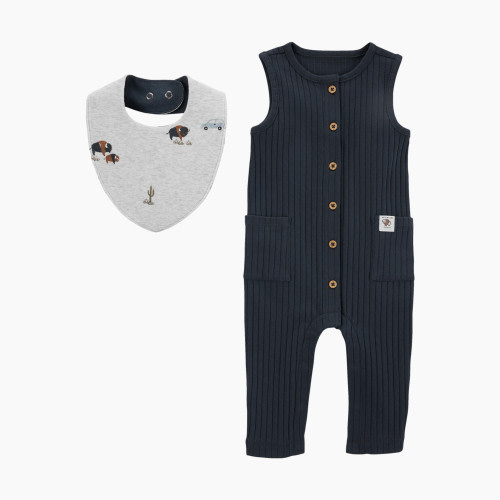 Carter's 2-Piece Jumpsuit & Bandana Bib Set - Animals/Navy, 6M