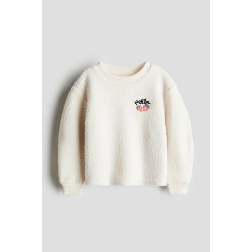 EMBROIDERED TEDDY FLEECE SWEATSHIRT