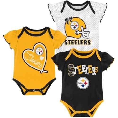 Outerstuff NFL Teams Newborn Baby and Infant Short Sleeve Bodysuit 3-Pack (0-18M)