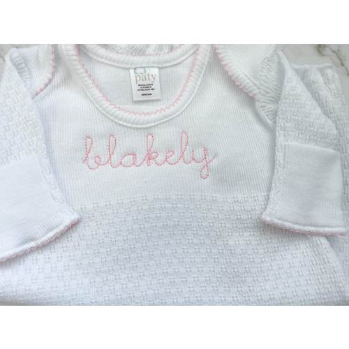 Baby girl monogram gown, Paty gown monogram, Paty gown, Baby girl coming home outfit