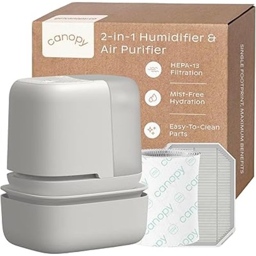 Canopy Wellness Tower – Bedside Humidifier + Air Purifier Combo | HEPA-13 Filtration, No-Mist Evaporative Hydration, 36-Hour Run Time, White Noise & Adjustable Sleep Lights - Moonstruck