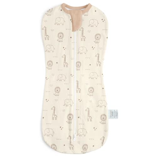 Baby Swaddle 0-2 Months, Cotton Arm-In Zipper Sleep Sack, Wearable Blankets Wrap for Newborn Infant Girls and Boys (Woodland Animal, Pack of 1)