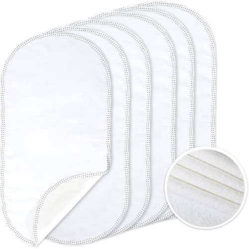 TILLYOU Waterproof Changing Pad Liners 6 Pack, 100% Cotton Reusable Cloth Diaper Liners, White