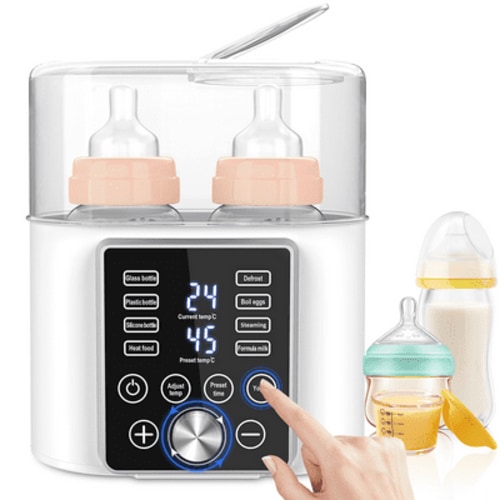 12-in-1 Double Baby Bottle Warmer, Fast Food Heater, BPA-Free with LCD Display & 24H Control